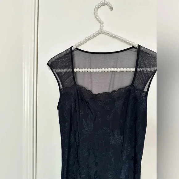 Victoria's Secret black lace lined floor length slit dress Size S - Picture 3 of 11